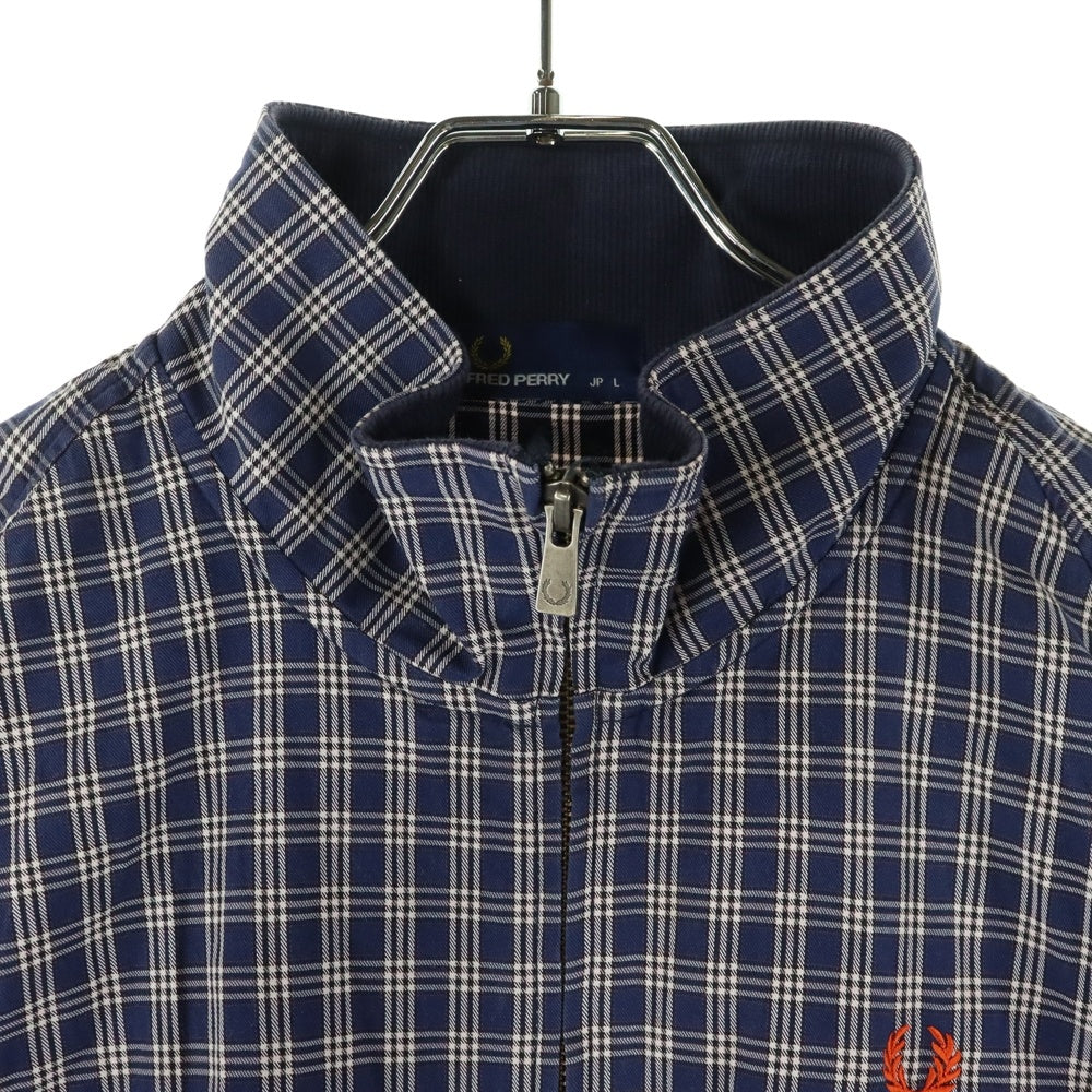 FRED PERRY(フレッドペリー) チェック柄 ハリントン シャツジャケット ネイビー F2340
