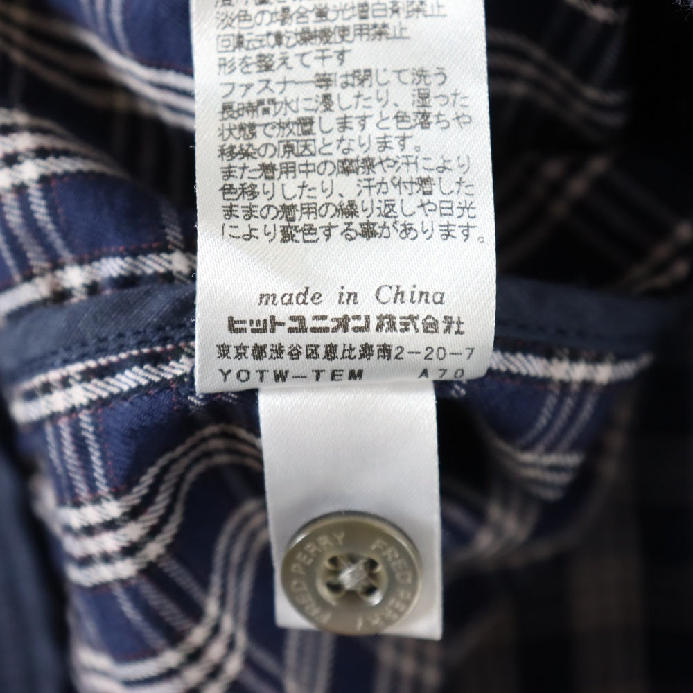 FRED PERRY(フレッドペリー) チェック柄 ハリントン シャツジャケット ネイビー F2340