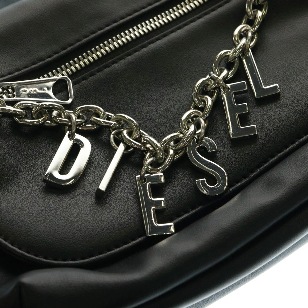 DIESEL(ディーゼル) イニシャルチェーン 2Way レザー ショルダー ハンドバッグ ブラック X10075
