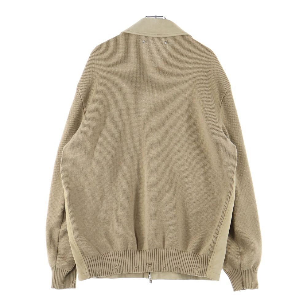 GOLDEN GOOSE DELUXE BRAND(ゴールデングースデラックスブランド) NEIL JACKET ネイルジャケット レザーニット切替 ダメージ加工 ジップアップジャケット ベージュ GMP02136P00184955550