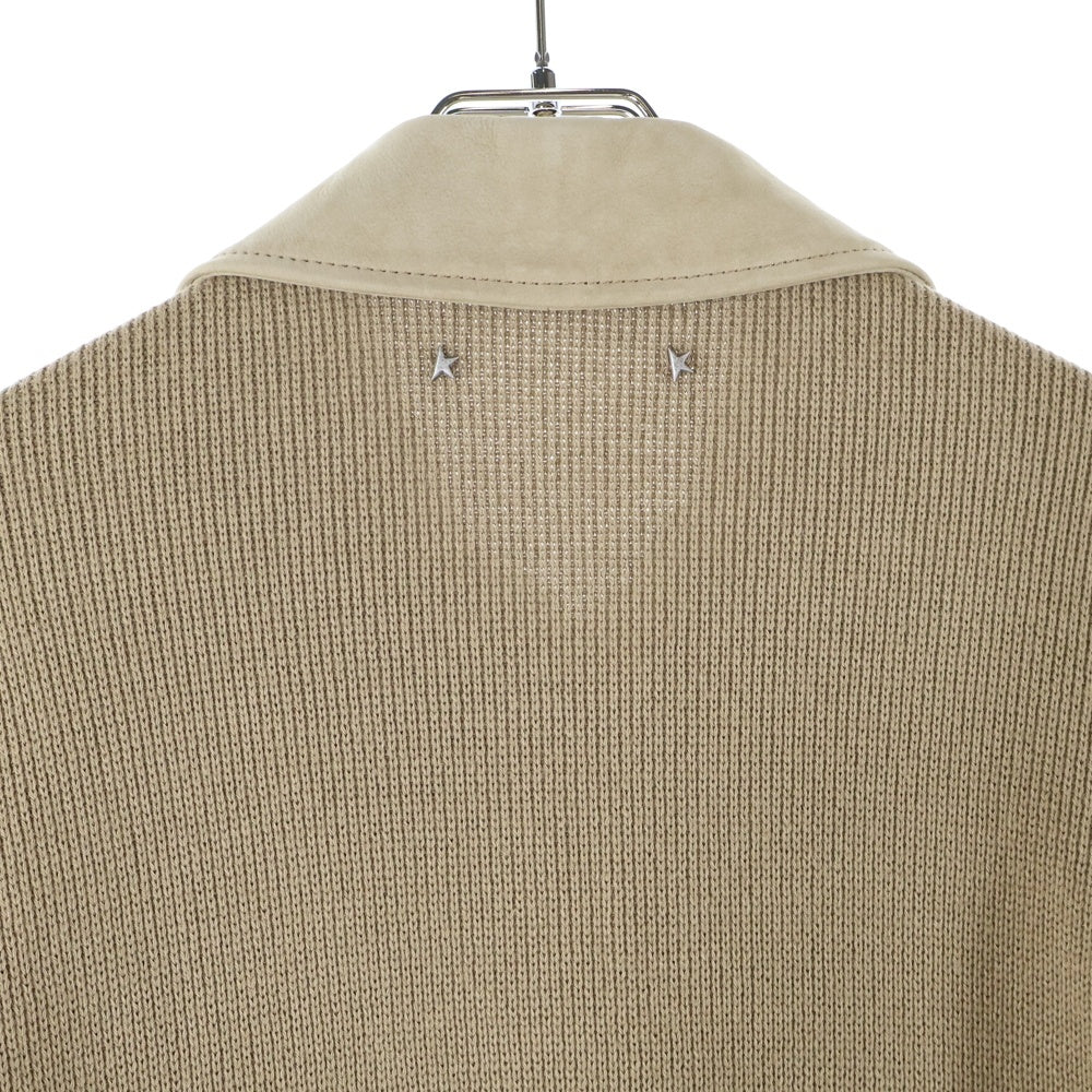 GOLDEN GOOSE DELUXE BRAND(ゴールデングースデラックスブランド) NEIL JACKET ネイルジャケット レザーニット切替 ダメージ加工 ジップアップジャケット ベージュ GMP02136P00184955550