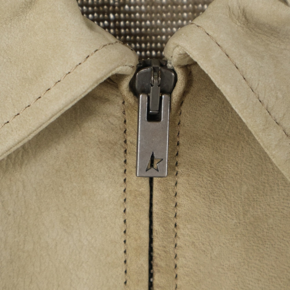 GOLDEN GOOSE DELUXE BRAND(ゴールデングースデラックスブランド) NEIL JACKET ネイルジャケット レザーニット切替 ダメージ加工 ジップアップジャケット ベージュ GMP02136P00184955550