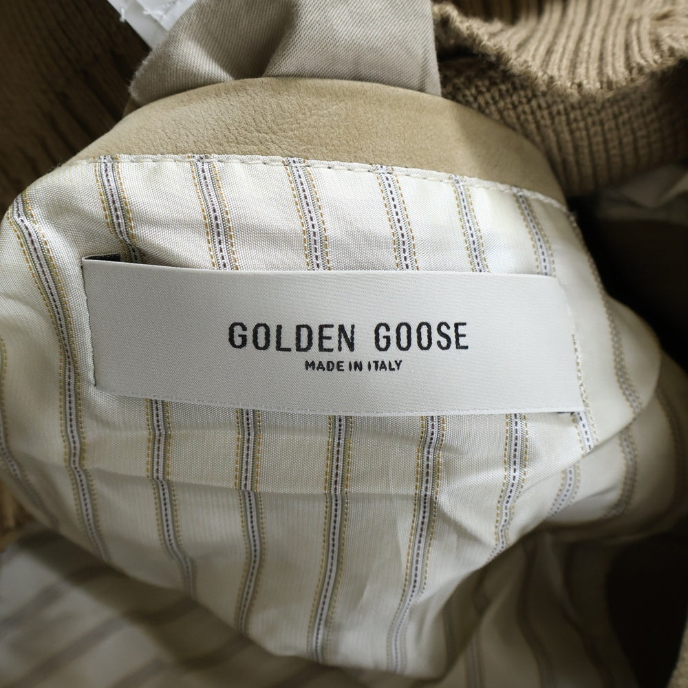 GOLDEN GOOSE DELUXE BRAND(ゴールデングースデラックスブランド) NEIL JACKET ネイルジャケット レザーニット切替 ダメージ加工 ジップアップジャケット ベージュ GMP02136P00184955550