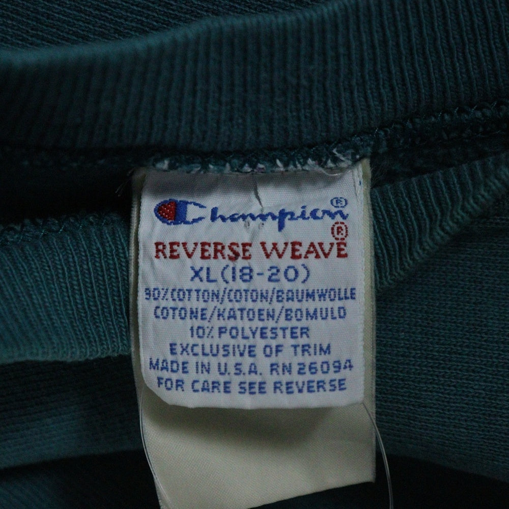 CHAMPION(チャンピオン) 90S VINTAGE REVERSE WEAVE RARE ROCK ヴィンテージ リバースウェーブ 後期刺繍タグ 目あり レアロック フロントプリント クルーネックスウェットトレーナー