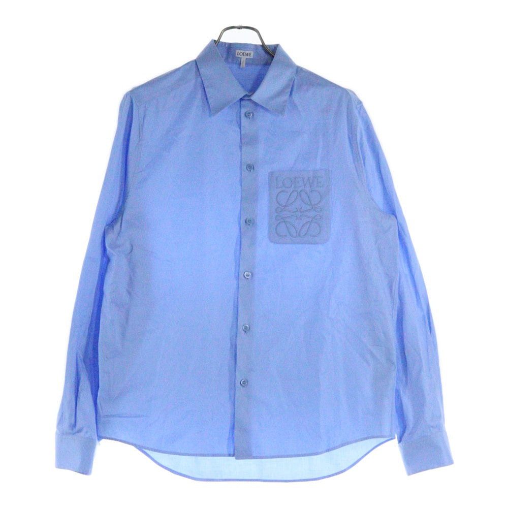 LOEWE(ロエベ) ANAGRAM POCKET SHIRT アナグラム エンブロイダリー ポケット レギュラーカラー 長袖シャツ ブルー H526Y05WB1