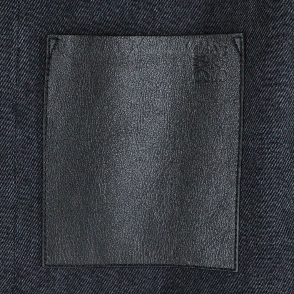 LOEWE(ロエベ) 24SS WORKWEAR JACKET IN DENIM レザー切り替え ワークウェアジャケット ブラック H526Y50W23