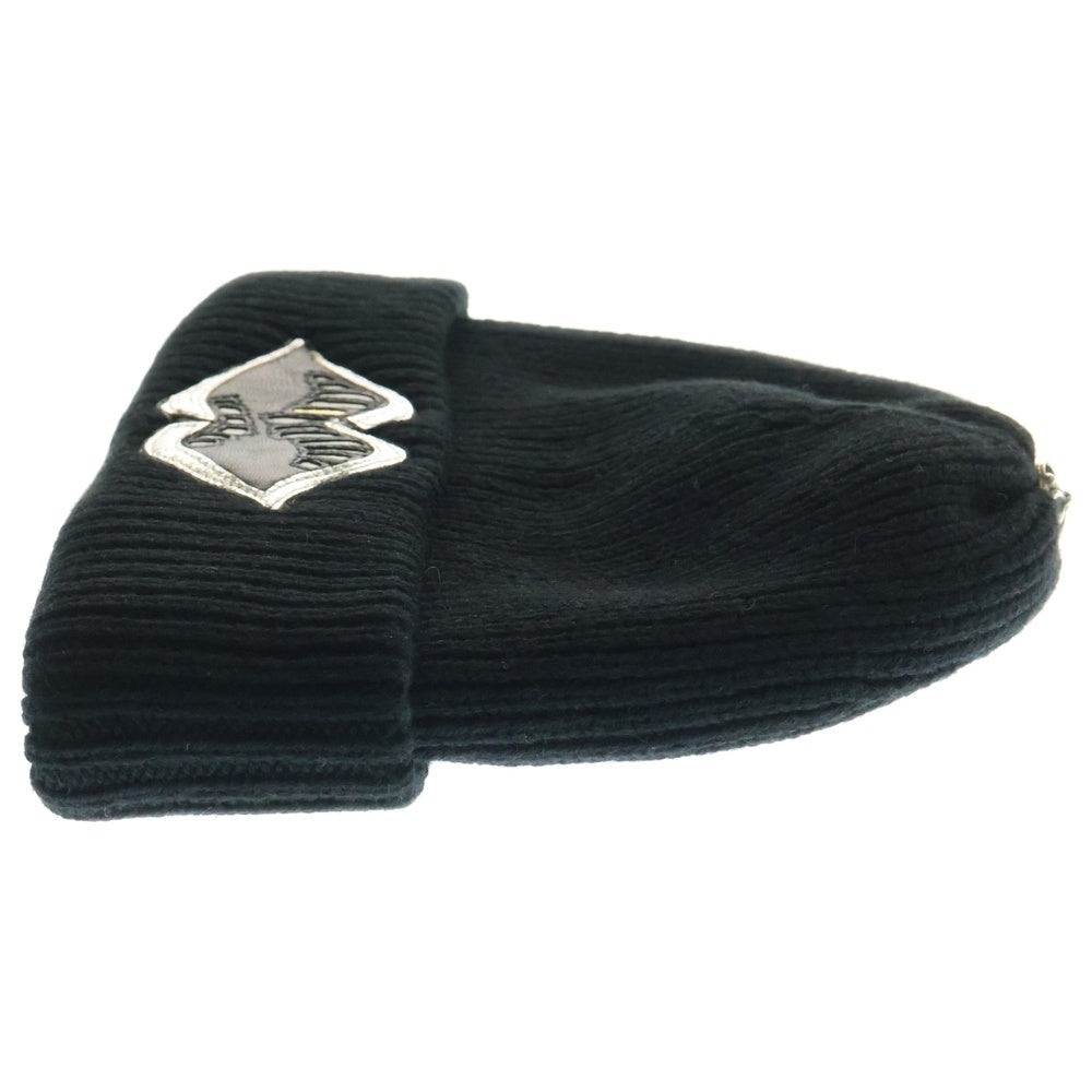 CHROME HEARTS(クロムハーツ) PPO CHOMPER BEANIE クロスボール レザーチョンパー カシミア ビーニーキャップ 帽子 ブラック/シルバー