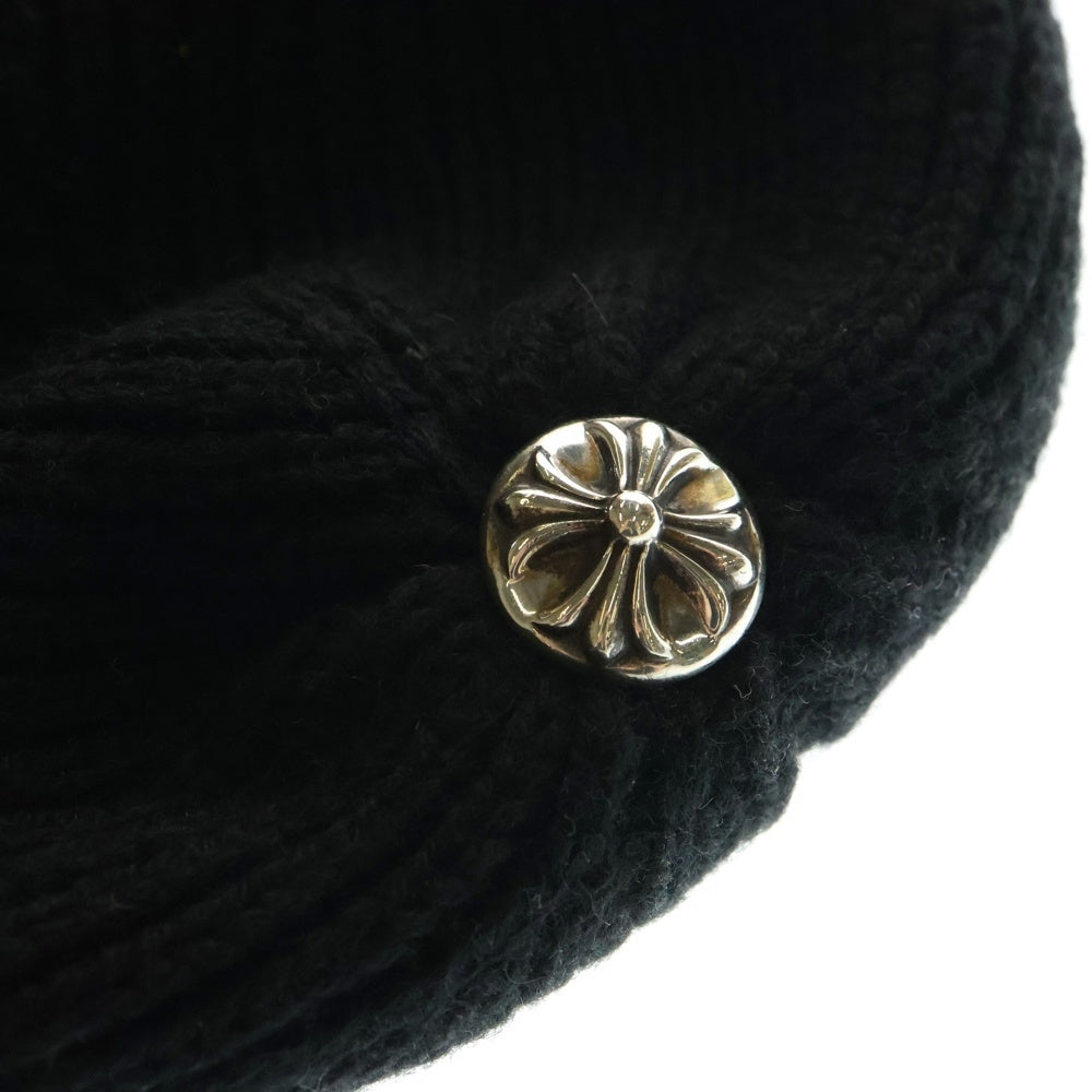 CHROME HEARTS(クロムハーツ) PPO CHOMPER BEANIE クロスボール レザーチョンパー カシミア ビーニーキャップ 帽子 ブラック/シルバー