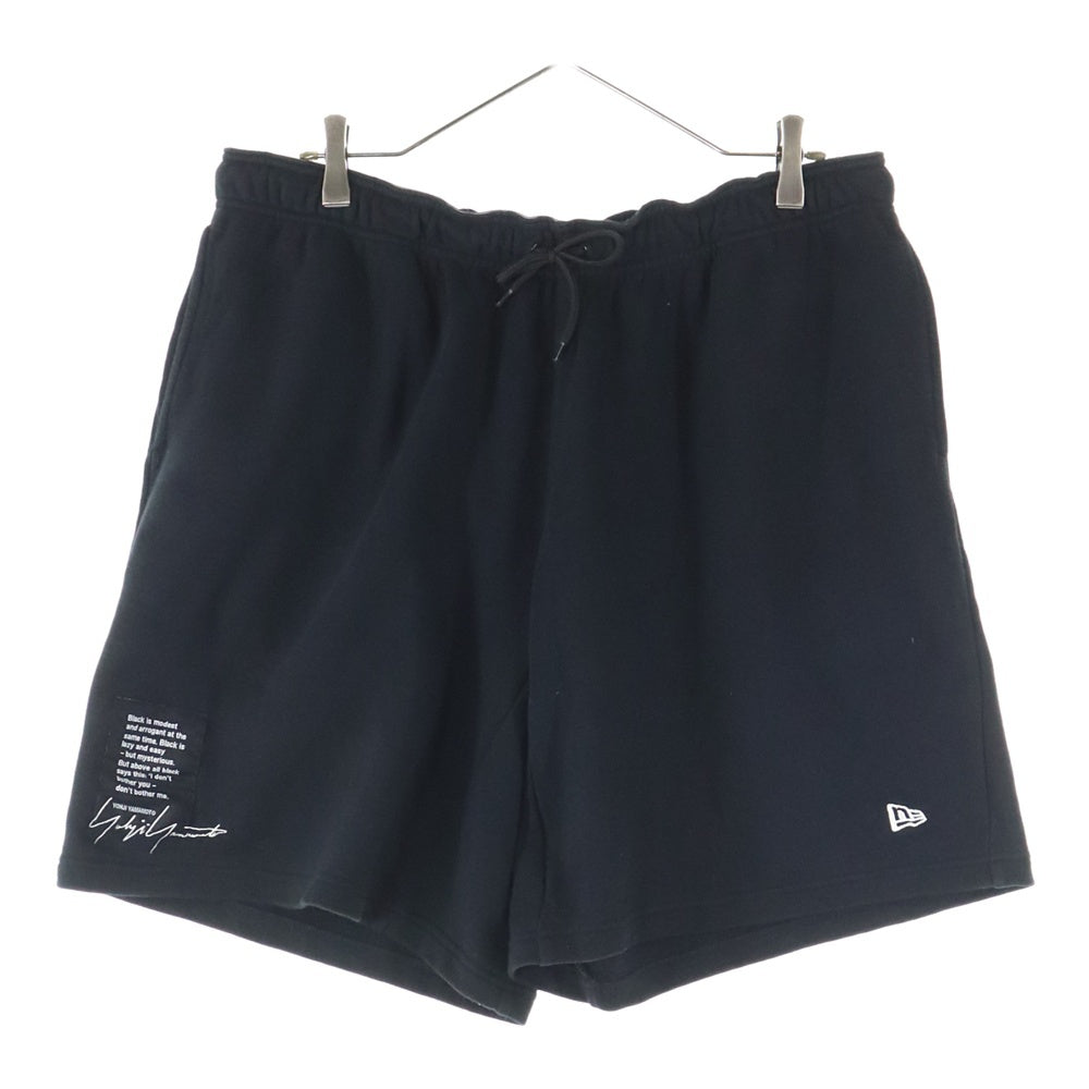 Yohji Yamamoto POUR HOMME(ヨウジヤマモト プールオム) ×NEW ERA SHORTS ニューエラ ロゴ刺繍 スウェットショーツ ハーフパンツ ブラック HZ-T95-282