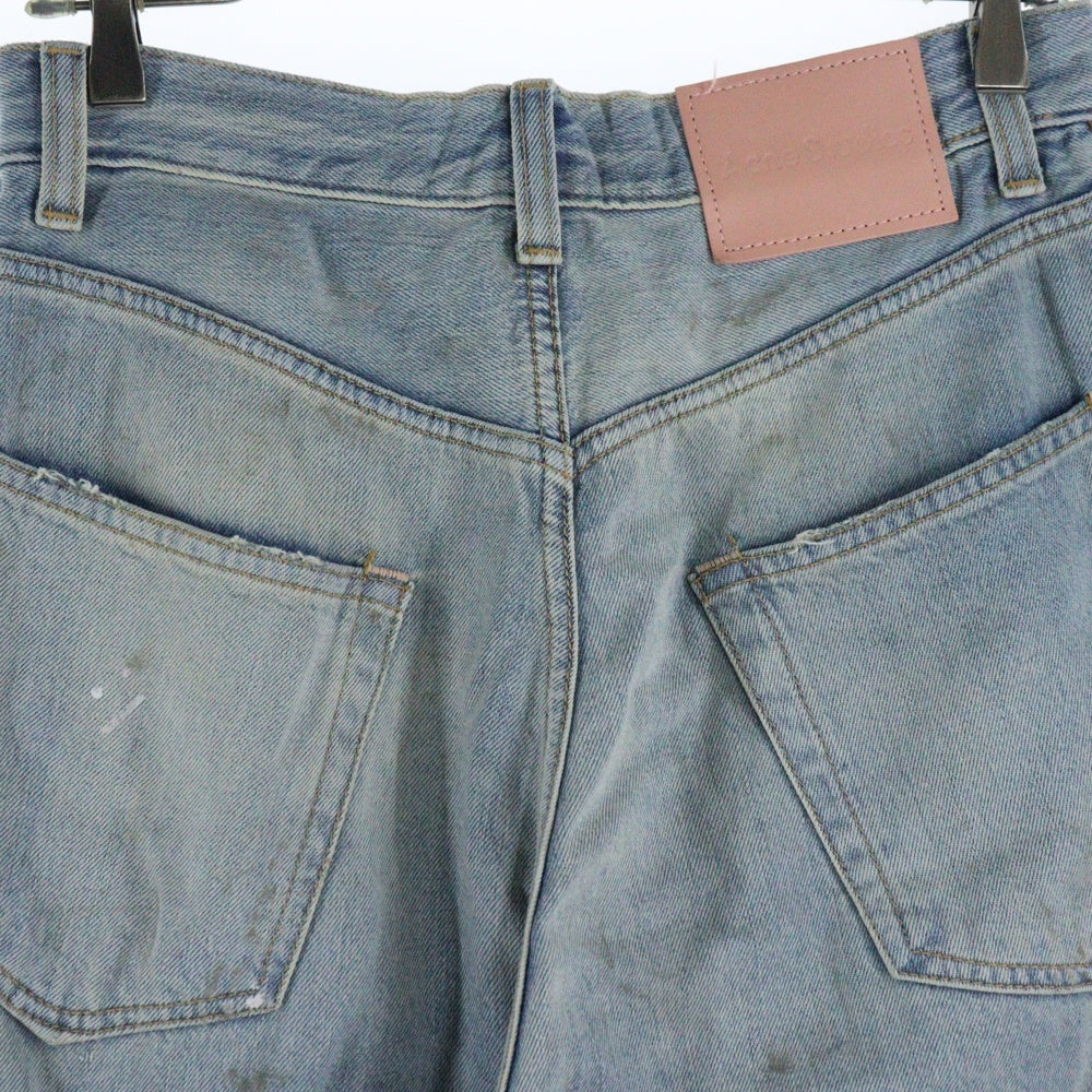 Acne Studios(アクネ ストゥディオズ) 25AW 2023 U TRAFALGAR トラファルガー ダメージ加工 ペイント ワイド デニムパンツ インディゴブルー