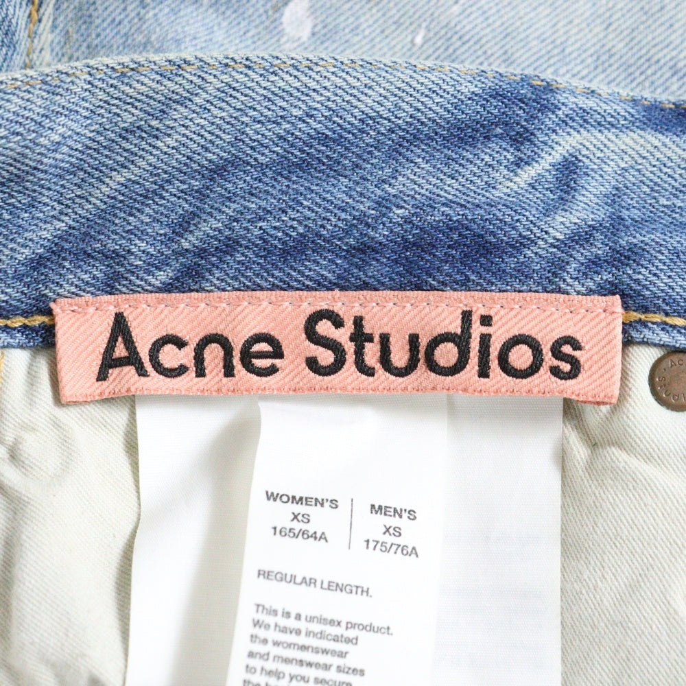 Acne Studios(アクネ ストゥディオズ) 25AW 2023 U TRAFALGAR トラファルガー ダメージ加工 ペイント ワイド デニムパンツ インディゴブルー