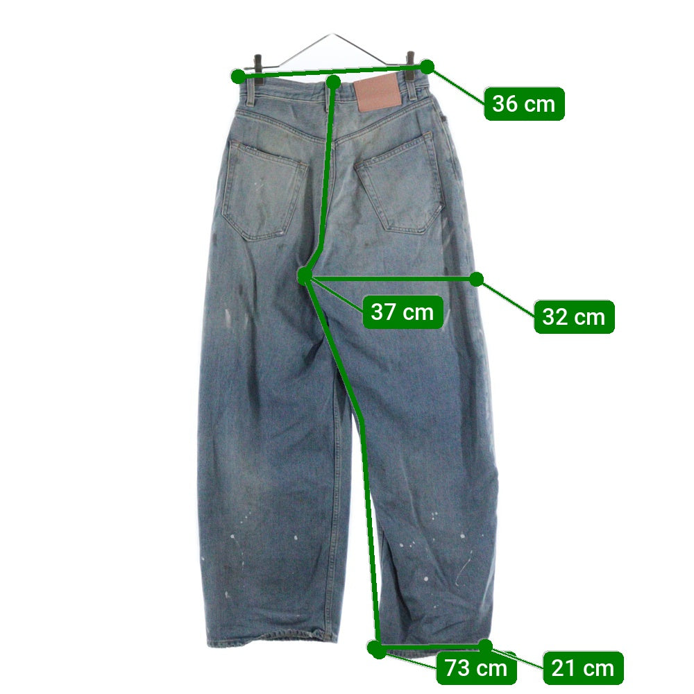 Acne Studios(アクネ ストゥディオズ) 25AW 2023 U TRAFALGAR トラファルガー ダメージ加工 ペイント ワイド デニムパンツ インディゴブルー