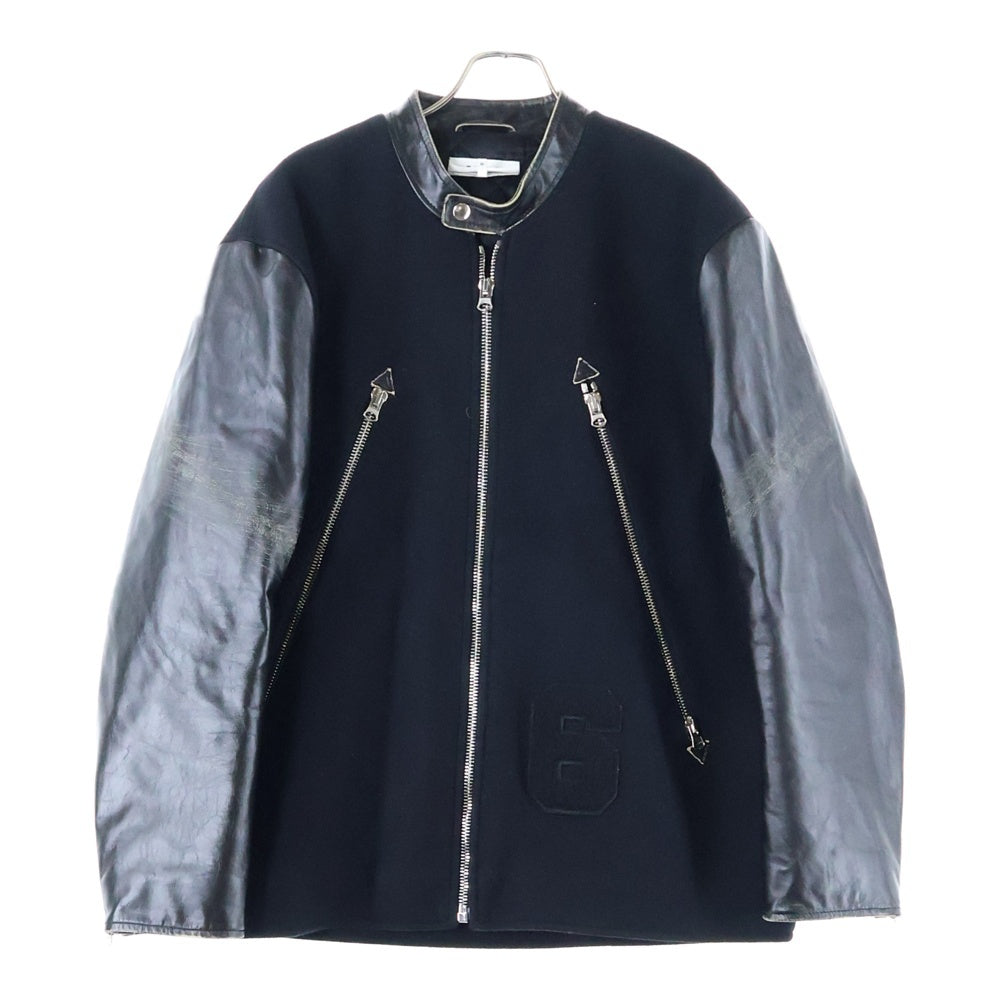 MM6 Maison Margiela(エムエムシックスメゾンマルジェラ) 22AW 5-ZIP WOOL LEATHER JACKET 八の字 ウール レザージャケット ブラック S62AN0079