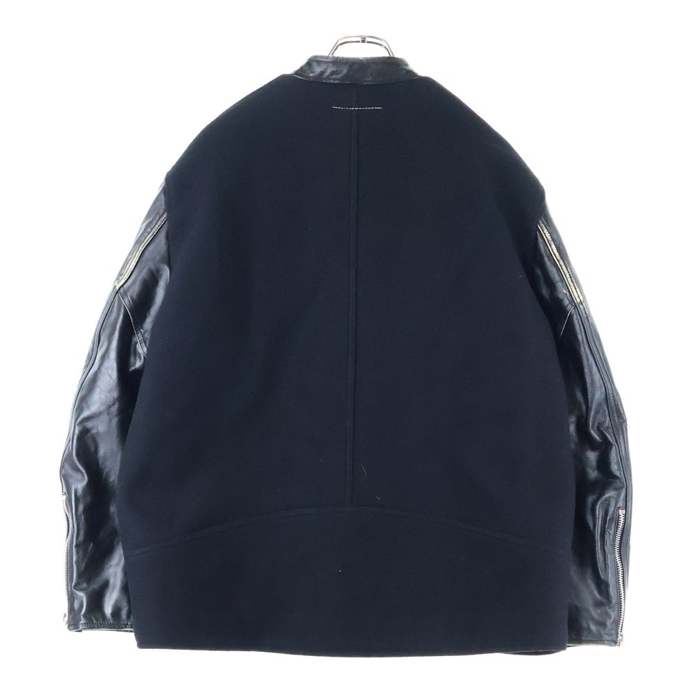 MM6 Maison Margiela(エムエムシックスメゾンマルジェラ) 22AW 5-ZIP WOOL LEATHER JACKET 八の字 ウール レザージャケット ブラック S62AN0079