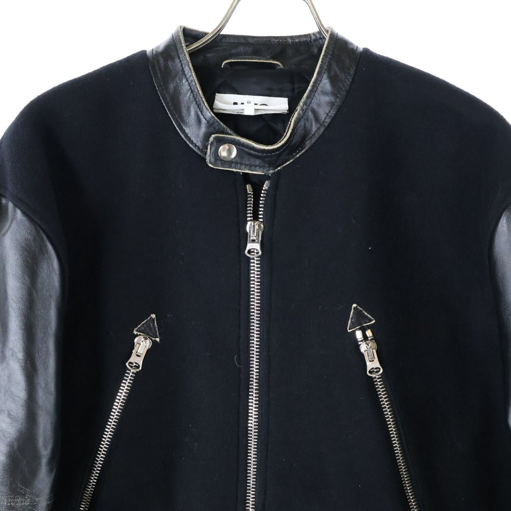 MM6 Maison Margiela(エムエムシックスメゾンマルジェラ) 22AW 5-ZIP WOOL LEATHER JACKET 八の字 ウール レザージャケット ブラック S62AN0079