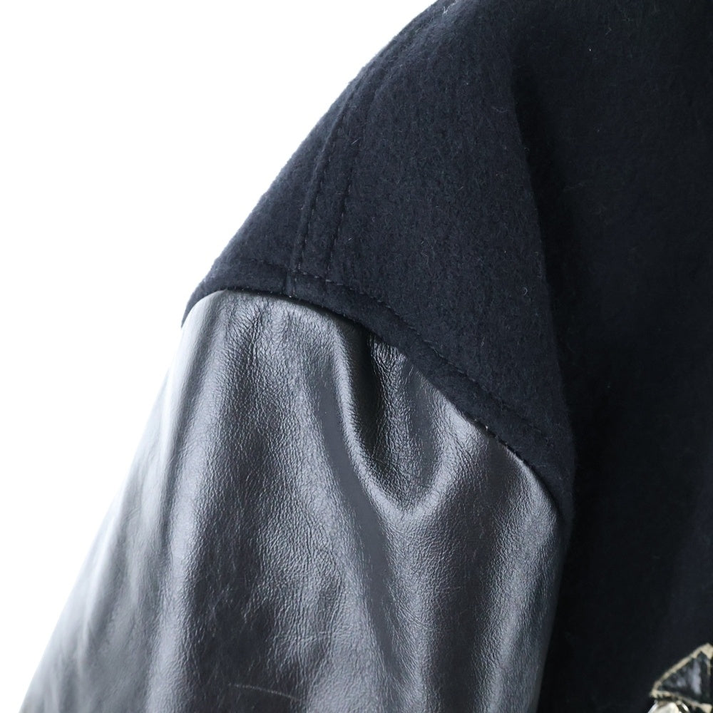MM6 Maison Margiela(エムエムシックスメゾンマルジェラ) 22AW 5-ZIP WOOL LEATHER JACKET 八の字 ウール レザージャケット ブラック S62AN0079
