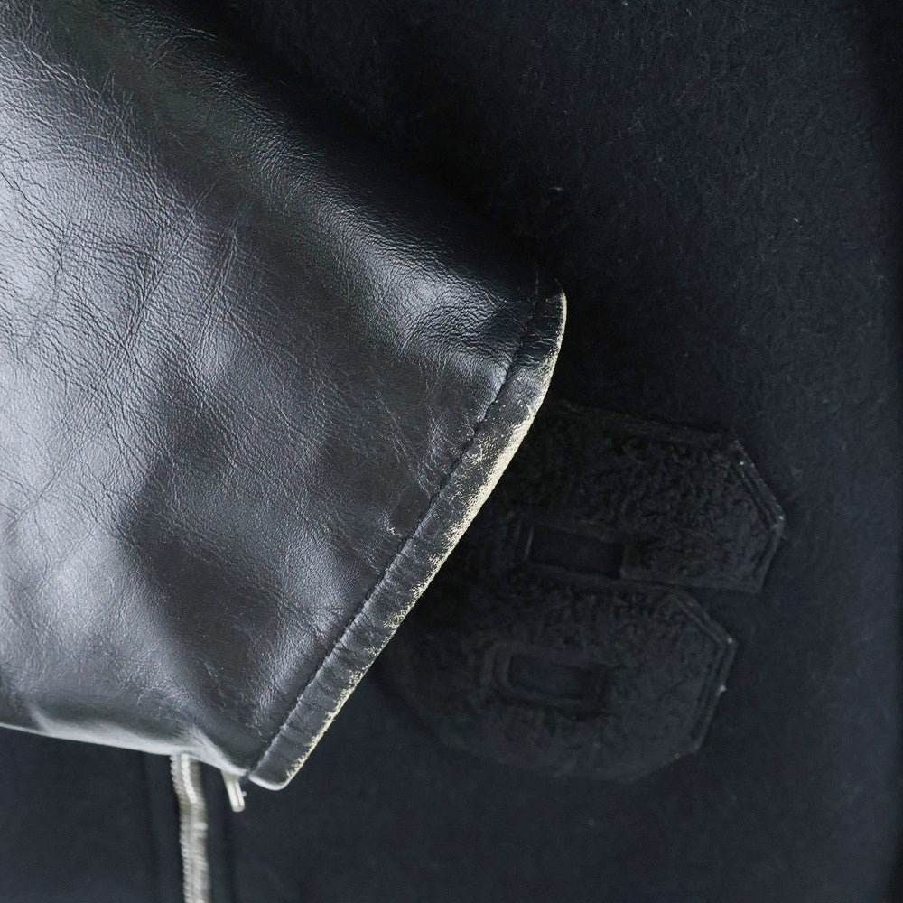 MM6 Maison Margiela(エムエムシックスメゾンマルジェラ) 22AW 5-ZIP WOOL LEATHER JACKET 八の字 ウール レザージャケット ブラック S62AN0079