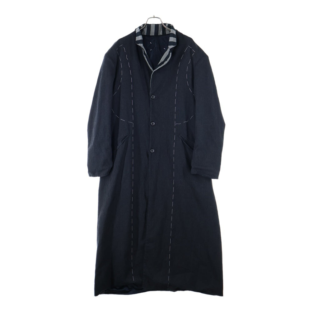 Maison Margiela 1 10(メゾンマルジェラ 1 10) 22AW HERRINGBONE STRIPE COAT ヘリンボーン ストライプ リバーシブル トレンチコート ブラック/ネイビー S50AA0120