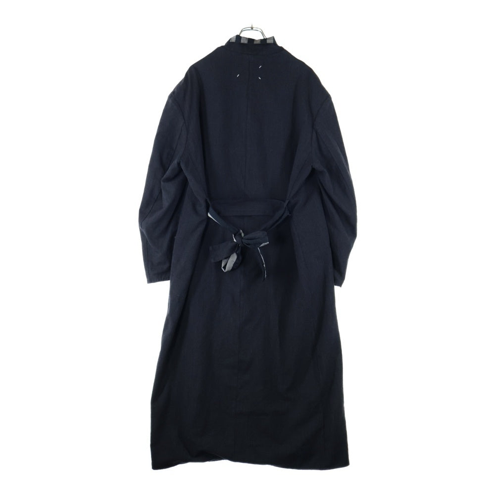 Maison Margiela 1 10(メゾンマルジェラ 1 10) 22AW HERRINGBONE STRIPE COAT ヘリンボーン ストライプ リバーシブル トレンチコート ブラック/ネイビー S50AA0120