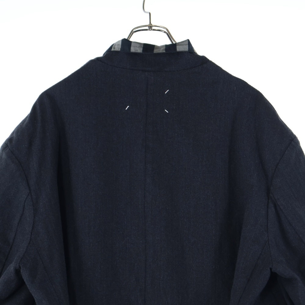 Maison Margiela 1 10(メゾンマルジェラ 1 10) 22AW HERRINGBONE STRIPE COAT ヘリンボーン ストライプ リバーシブル トレンチコート ブラック/ネイビー S50AA0120
