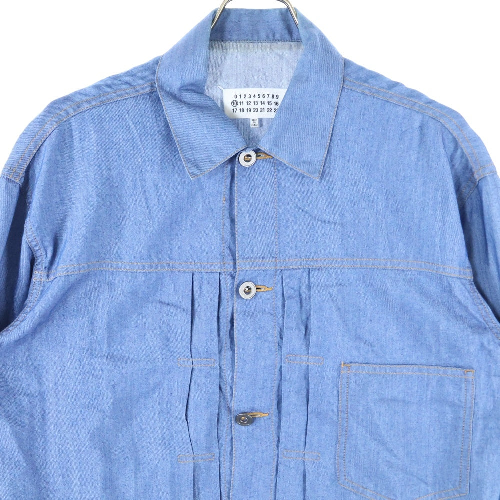 Maison Margiela 10(メゾン マルジェラ) 21AW シルク混 デニム シャツジャケット インディゴ S50AM0538