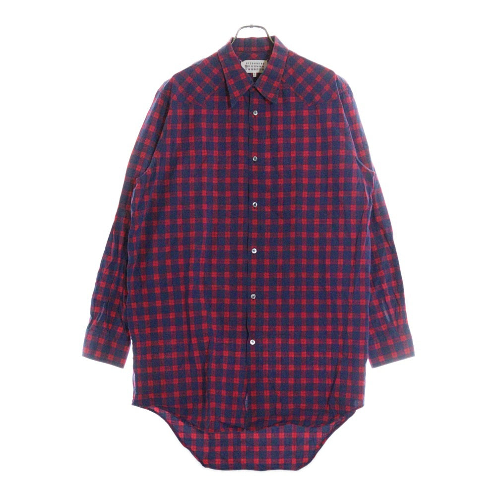Maison Margiela 10(メゾン マルジェラ) 18SS CHECKED SHIRT オーバーサイズ チェック長袖シャツ レッド/ネイビー S30DL0379