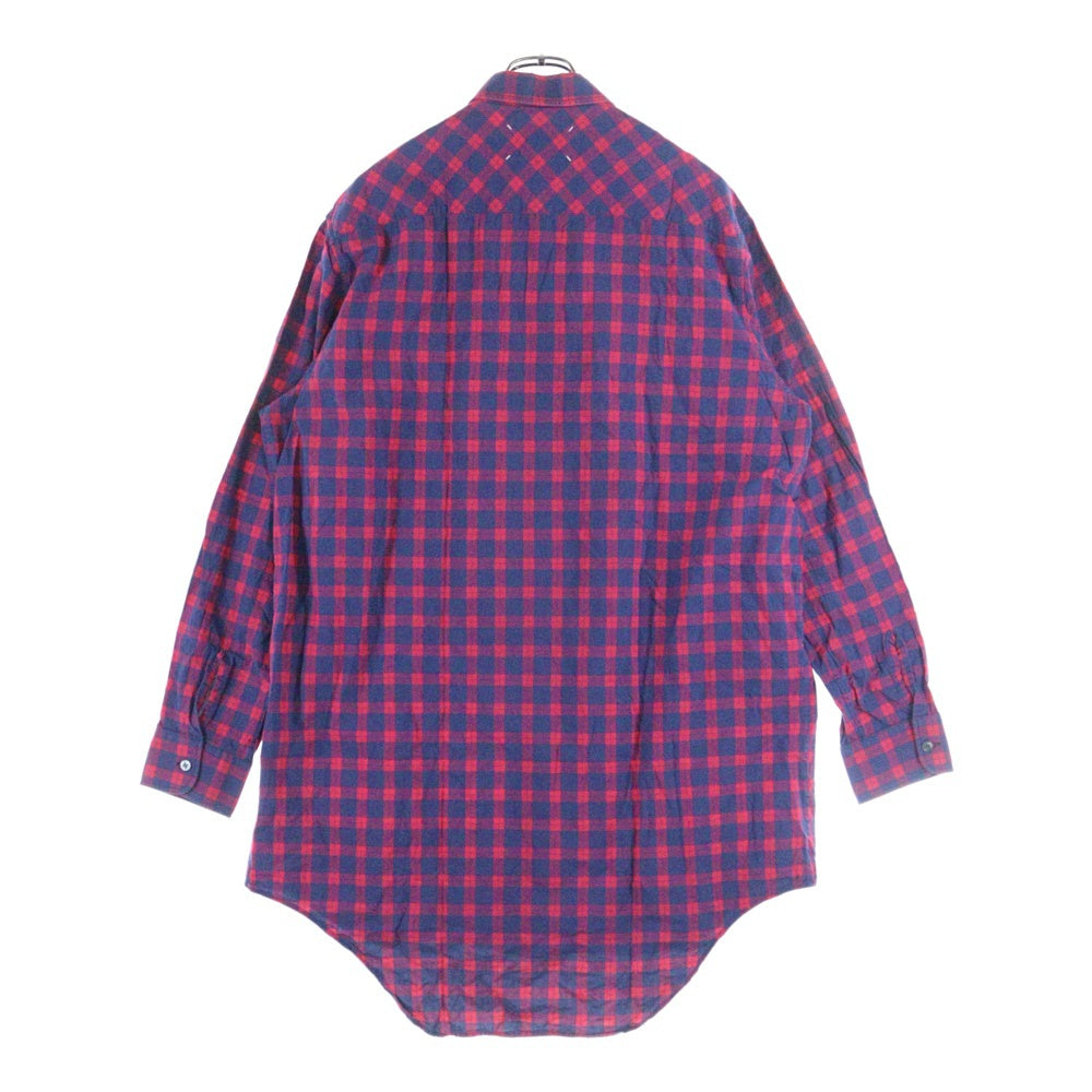 Maison Margiela 10(メゾン マルジェラ) 18SS CHECKED SHIRT オーバーサイズ チェック長袖シャツ レッド/ネイビー S30DL0379