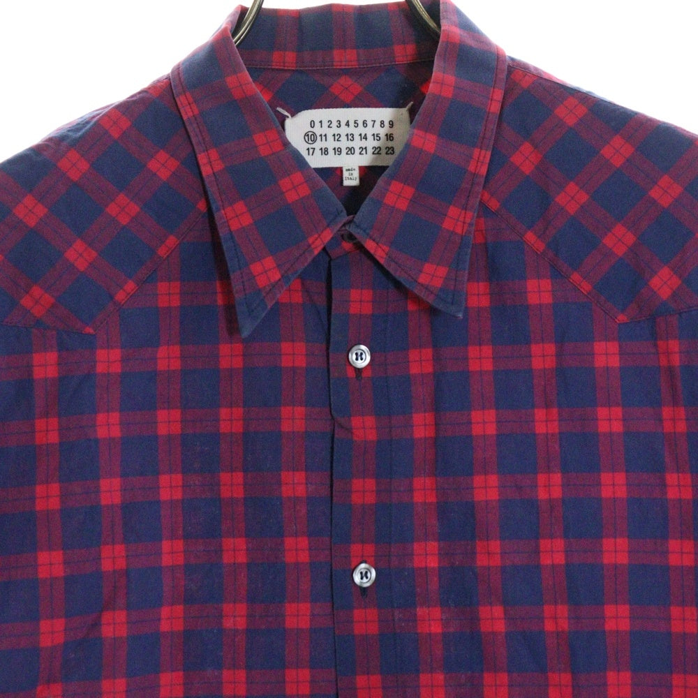 Maison Margiela 10(メゾン マルジェラ) 18SS CHECKED SHIRT オーバーサイズ チェック長袖シャツ レッド/ネイビー S30DL0379