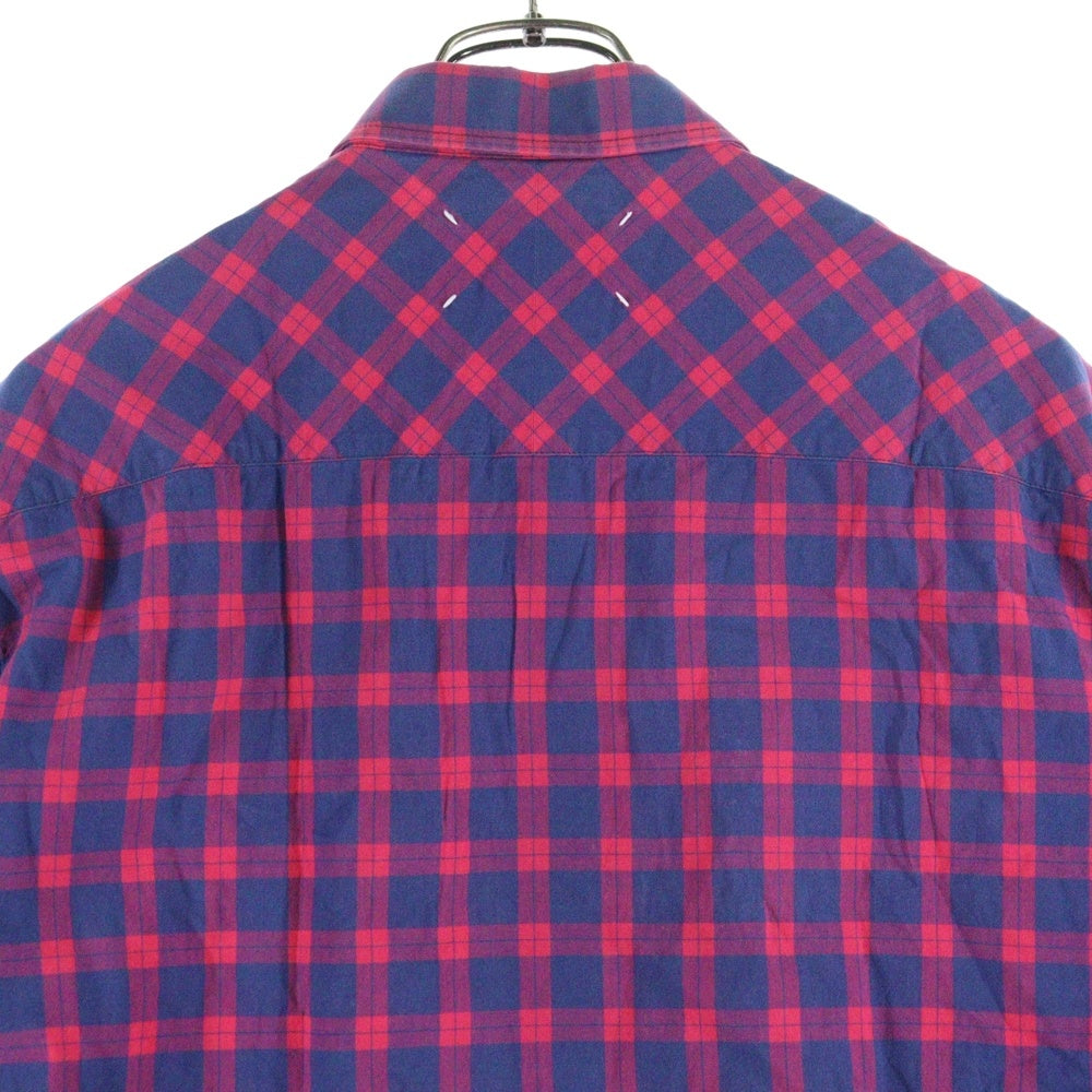 Maison Margiela 10(メゾン マルジェラ) 18SS CHECKED SHIRT オーバーサイズ チェック長袖シャツ レッド/ネイビー S30DL0379