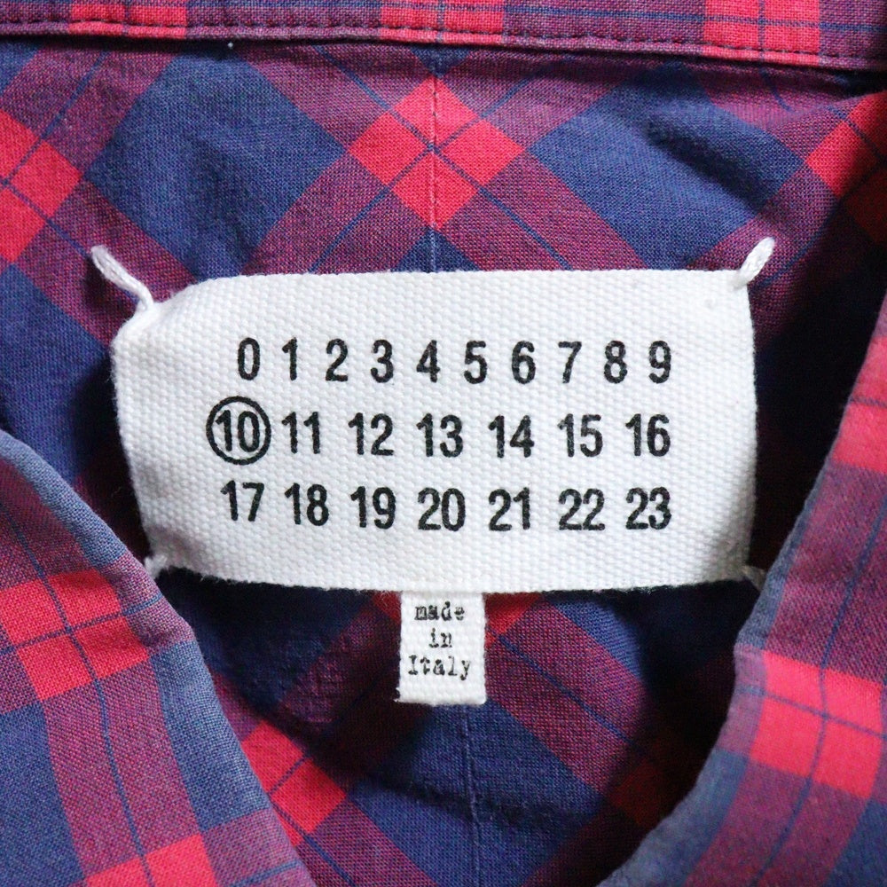 Maison Margiela 10(メゾン マルジェラ) 18SS CHECKED SHIRT オーバーサイズ チェック長袖シャツ レッド/ネイビー S30DL0379