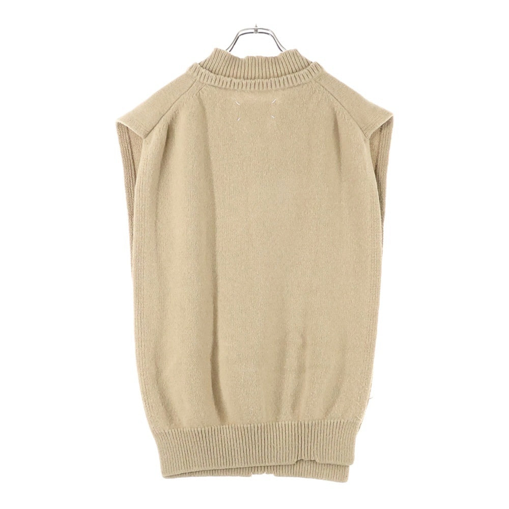 Maison Margiela 14(メゾンマルジェラ) 22AW レイヤードデザイン Vネック ウール ニットベスト レディース ベージュ SI1TH0001