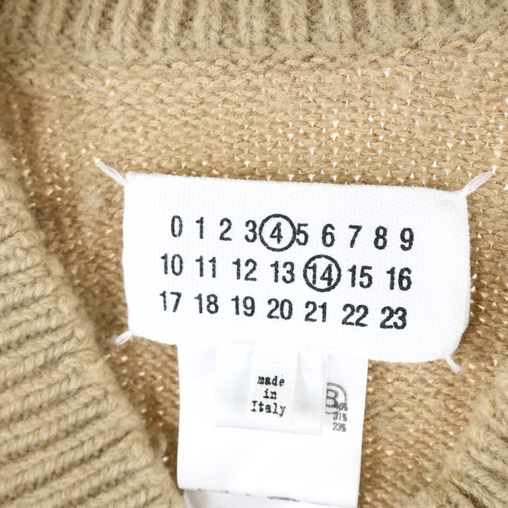 Maison Margiela 14(メゾンマルジェラ) 22AW レイヤードデザイン Vネック ウール ニットベスト レディース ベージュ SI1TH0001