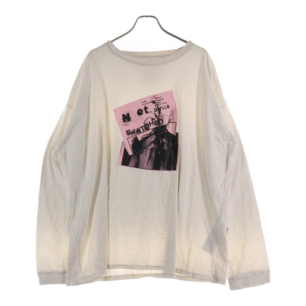 Maison Margiela 1 10(メゾンマルジェラ 1 10) 24SS フロントプリント 長袖Tシャツ カットソー ホワイト/ピンク S50GC0698