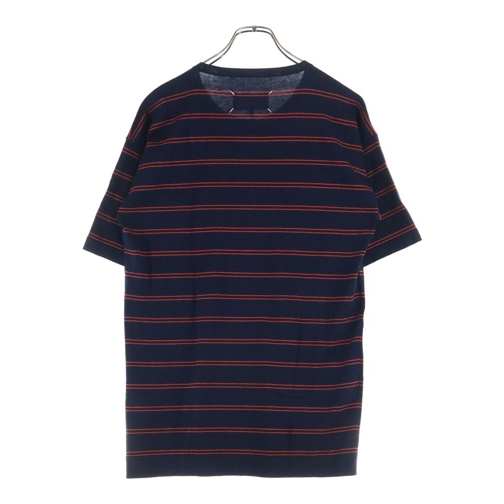 Maison Margiela 1 10(メゾンマルジェラ 1 10) 25SS ボタンダウン ボーダー 半袖ニット ブラック/レッド S50HP0020