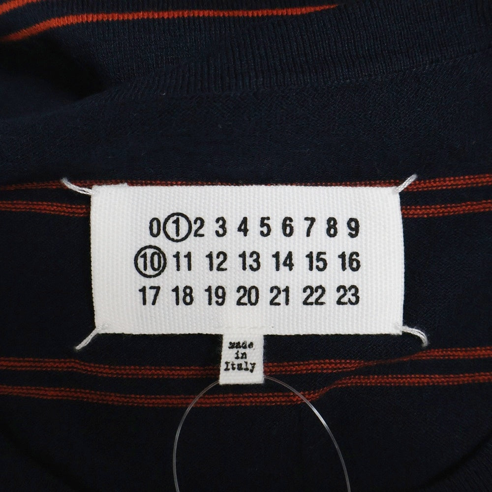 Maison Margiela 1 10(メゾンマルジェラ 1 10) 25SS ボタンダウン ボーダー 半袖ニット ブラック/レッド S50HP0020