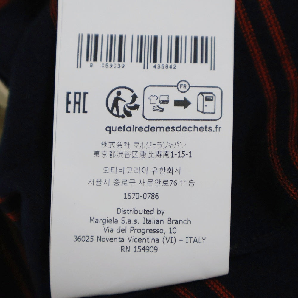 Maison Margiela 1 10(メゾンマルジェラ 1 10) 25SS ボタンダウン ボーダー 半袖ニット ブラック/レッド S50HP0020