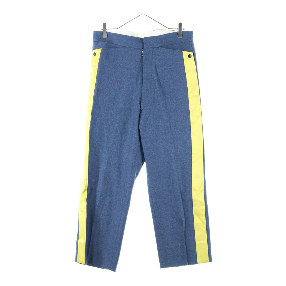 Maison Margiela 10(メゾン マルジェラ) 21SS ウール混 サイドライン ボタンダウン テーパードパンツ ネイビー/イエロー S50KA0558