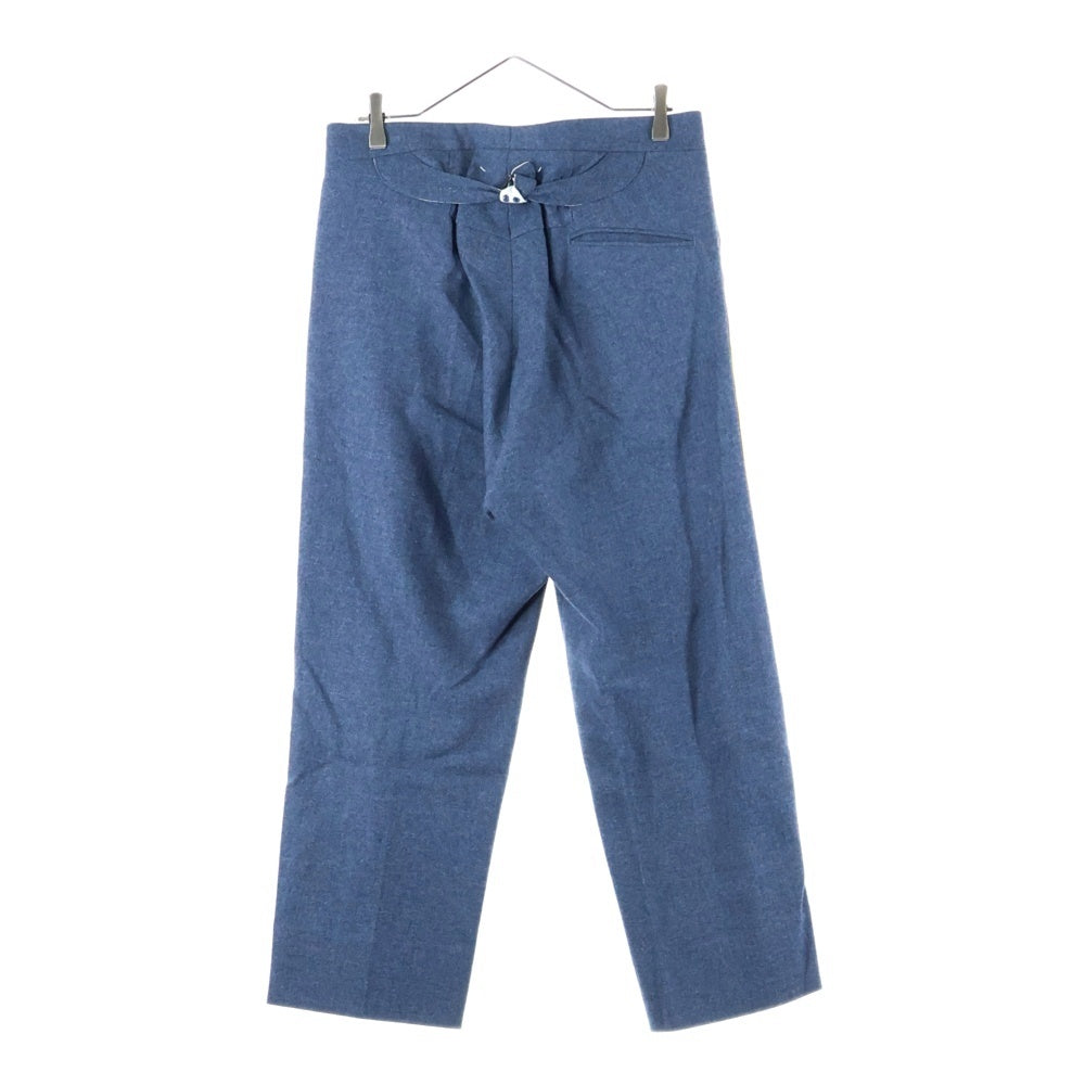 Maison Margiela 10(メゾン マルジェラ) 21SS ウール混 サイドライン ボタンダウン テーパードパンツ ネイビー/イエロー S50KA0558