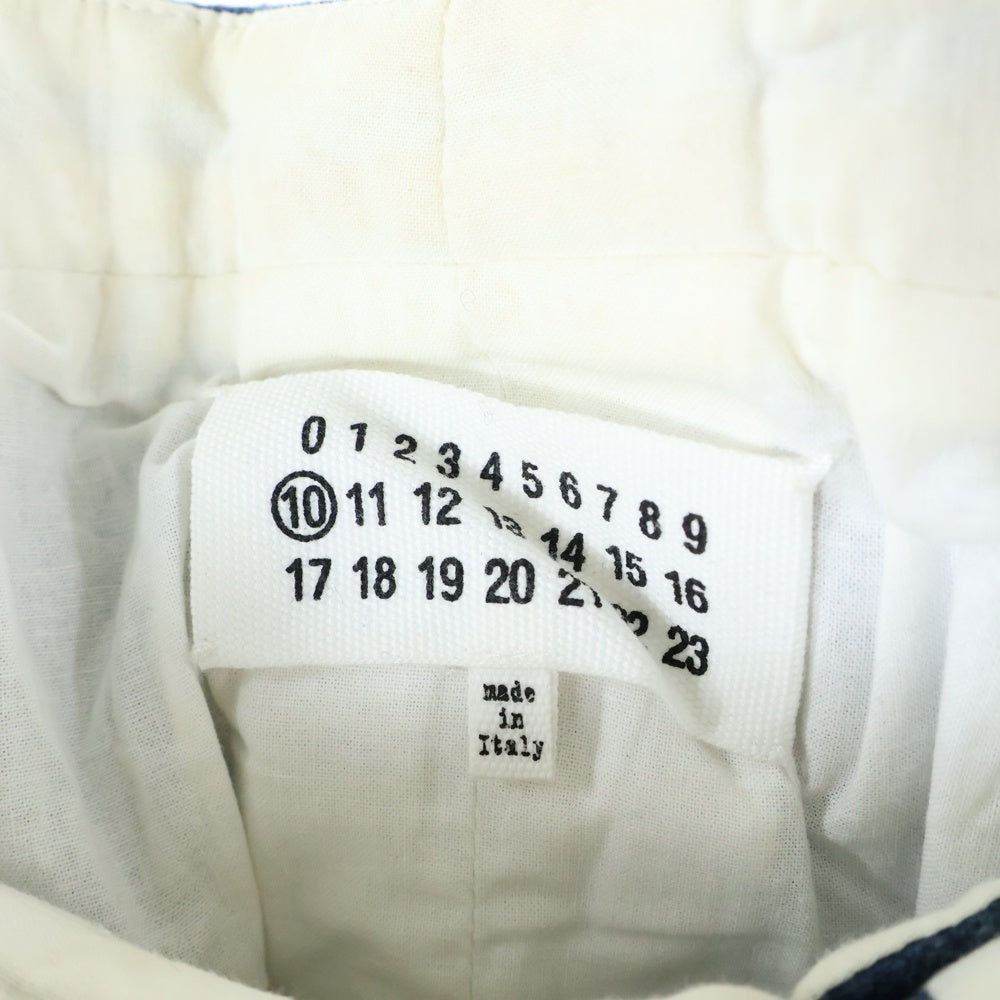 Maison Margiela 10(メゾン マルジェラ) 21SS ウール混 サイドライン ボタンダウン テーパードパンツ ネイビー/イエロー S50KA0558