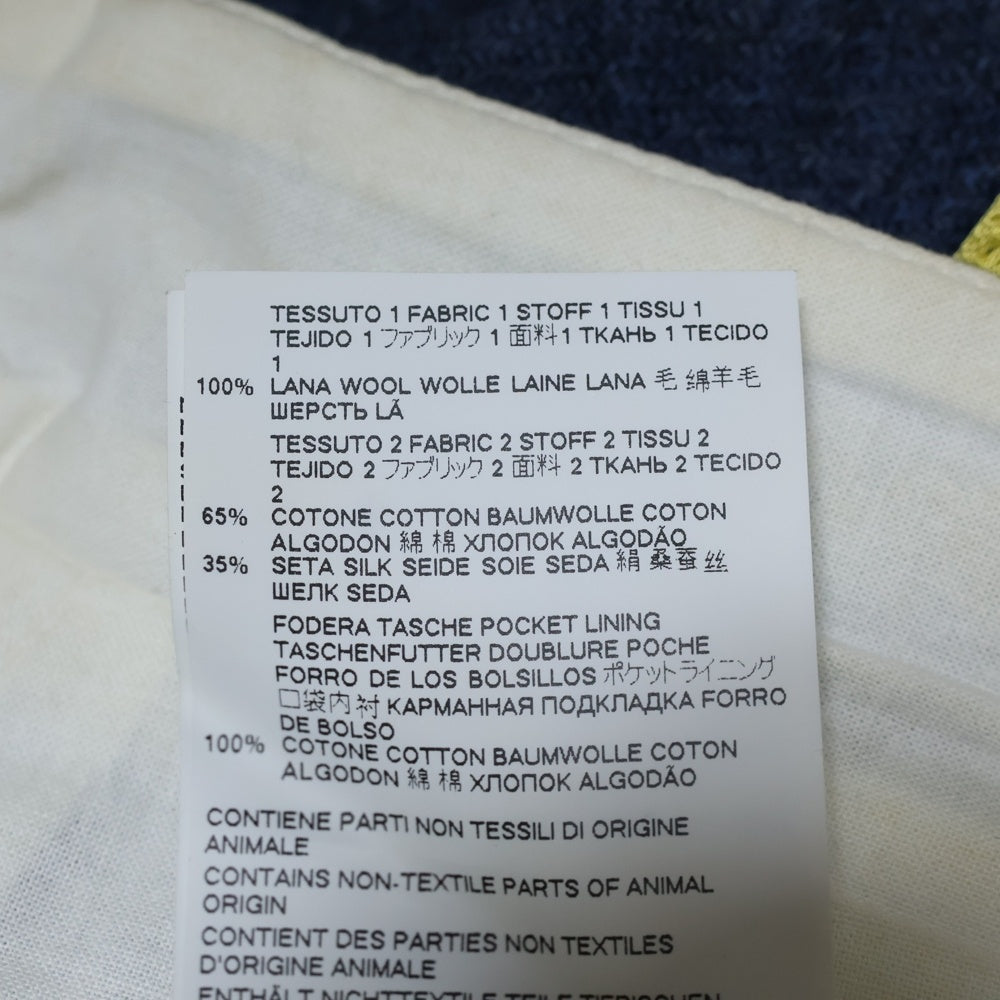Maison Margiela 10(メゾン マルジェラ) 21SS ウール混 サイドライン ボタンダウン テーパードパンツ ネイビー/イエロー S50KA0558