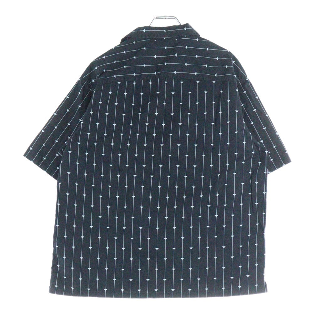 PRADA(プラダ) 総柄 トライアングルロゴ オープンカラー 半袖シャツ ブラック UCM006