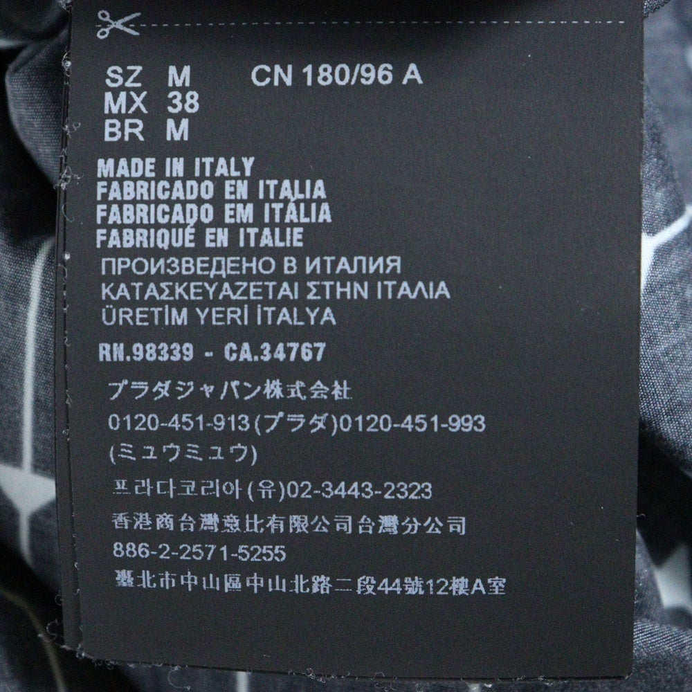 PRADA(プラダ) 総柄 トライアングルロゴ オープンカラー 半袖シャツ ブラック UCM006