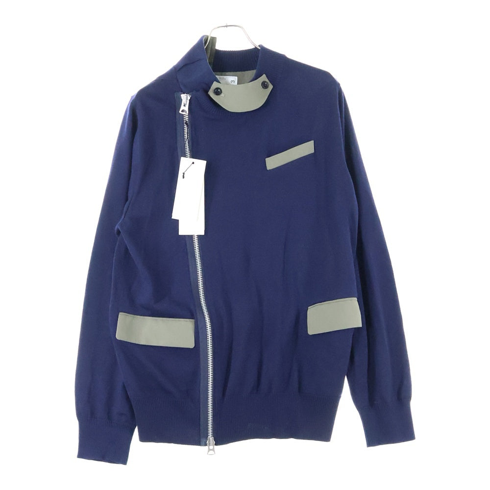 Sacai(サカイ) Wool Knit Suiting Jacket クレイジー パターン ミドルゲージ ウール ニット ジャケット ネイビー/カーキ 21-02553M