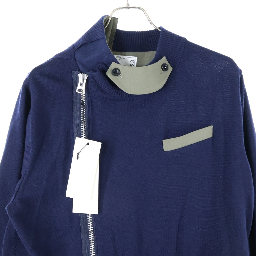 Sacai(サカイ) Wool Knit Suiting Jacket クレイジー パターン ミドルゲージ ウール ニット ジャケット ネイビー/カーキ 21-02553M