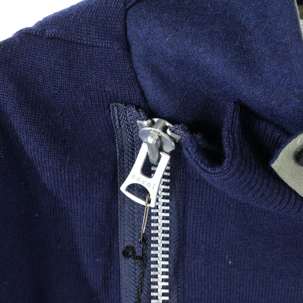Sacai(サカイ) Wool Knit Suiting Jacket クレイジー パターン ミドルゲージ ウール ニット ジャケット ネイビー/カーキ 21-02553M
