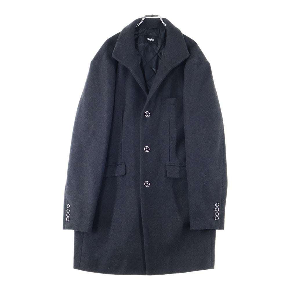 MOSSIMO(モッシモ) スタンドカラー 3B ダブルフラップポケット ウエストベルト付き コート ブラック 4540-7602