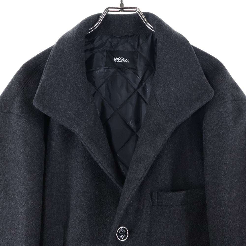 MOSSIMO(モッシモ) スタンドカラー 3B ダブルフラップポケット ウエストベルト付き コート ブラック 4540-7602