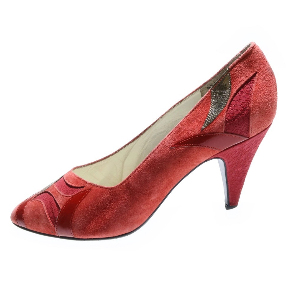 LANVIN(ランバン) ヌバック ポインテッドテゥー ハイヒール パンプス レッド 8122 レディース