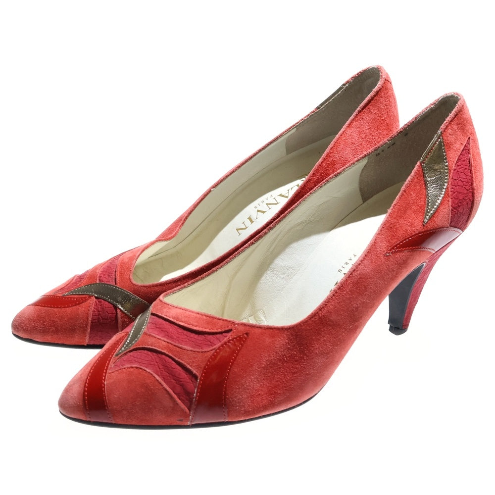 LANVIN(ランバン) ヌバック ポインテッドテゥー ハイヒール パンプス レッド 8122 レディース