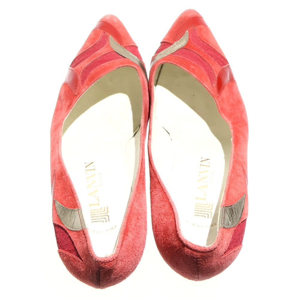 LANVIN(ランバン) ヌバック ポインテッドテゥー ハイヒール パンプス レッド 8122 レディース